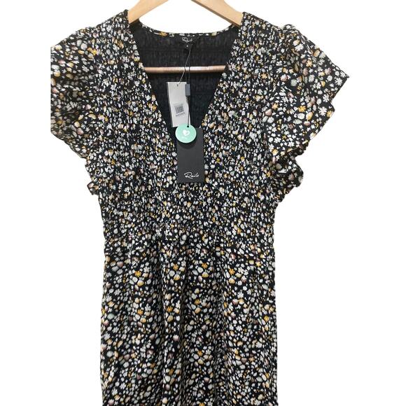 RAILS Clementine Floral Smocked Cotton Dress In Black Mini Floral Size Small - Picture 8 of 9